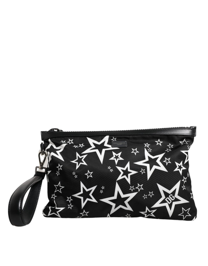 Dolce &amp; Gabbana Clutch mit schwarzem und weißem Sternenmuster