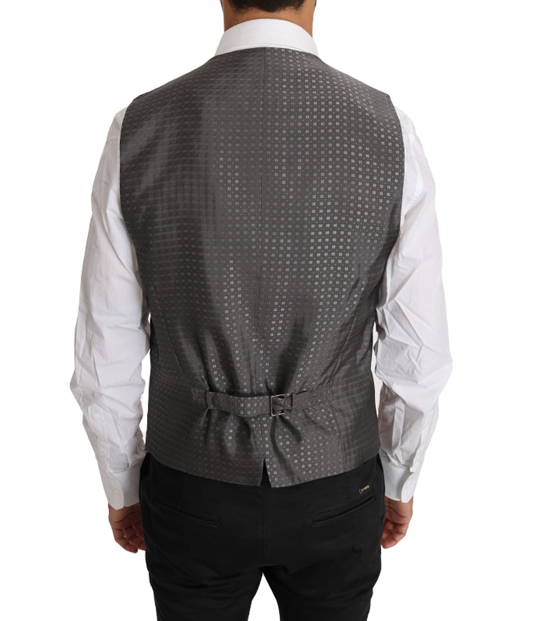 Dolce &amp; Gabbana – Elegante Weste in Bronze und Grau im Slim Fit