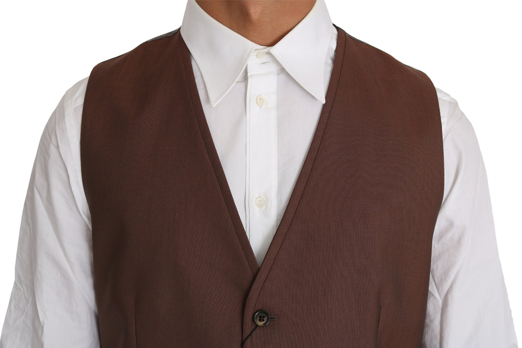 Dolce &amp; Gabbana – Elegante Weste in Bronze und Grau im Slim Fit