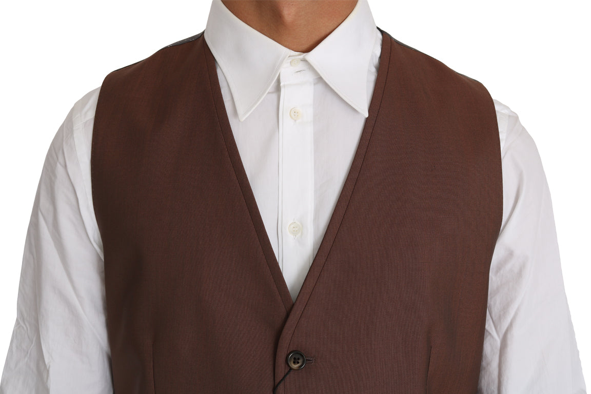 Dolce &amp; Gabbana – Elegante Weste in Bronze und Grau im Slim Fit