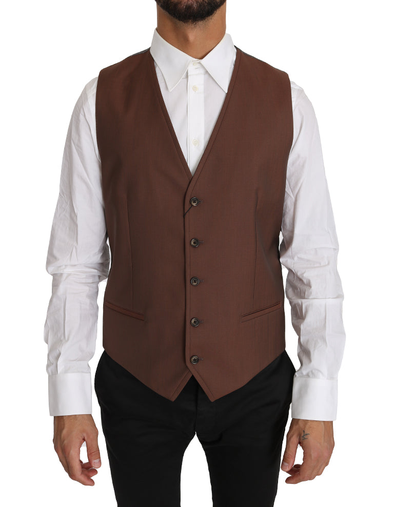 Dolce &amp; Gabbana – Elegante Weste in Bronze und Grau im Slim Fit