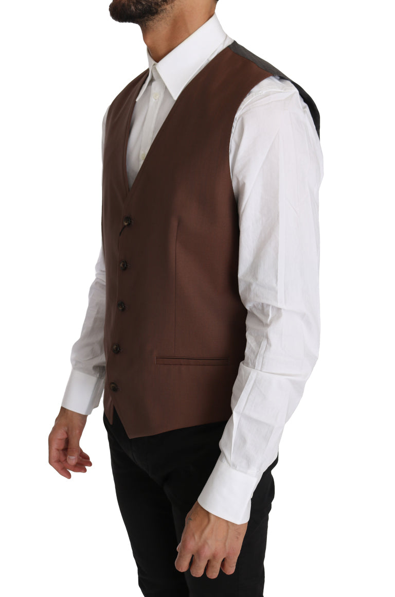 Dolce &amp; Gabbana – Elegante Weste in Bronze und Grau im Slim Fit