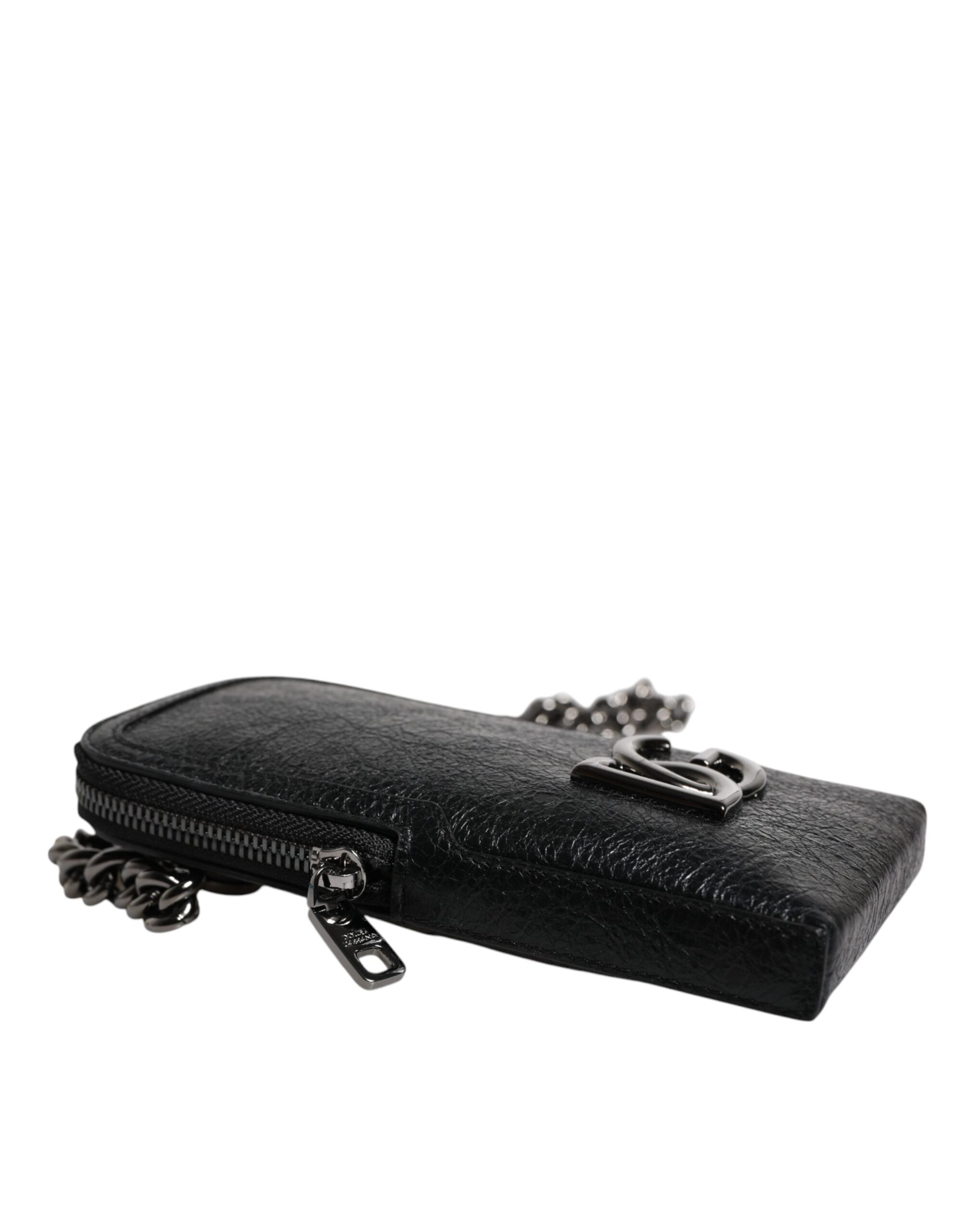 Dolce &amp; Gabbana Schwarze Lederhandtasche, Umhängetasche mit Kette