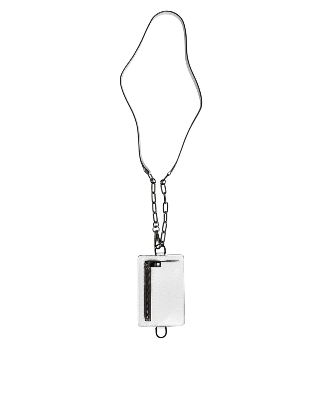 Dolce &amp; Gabbana – Kartenetui mit Logo und Lanyard aus weißem Kalbsleder