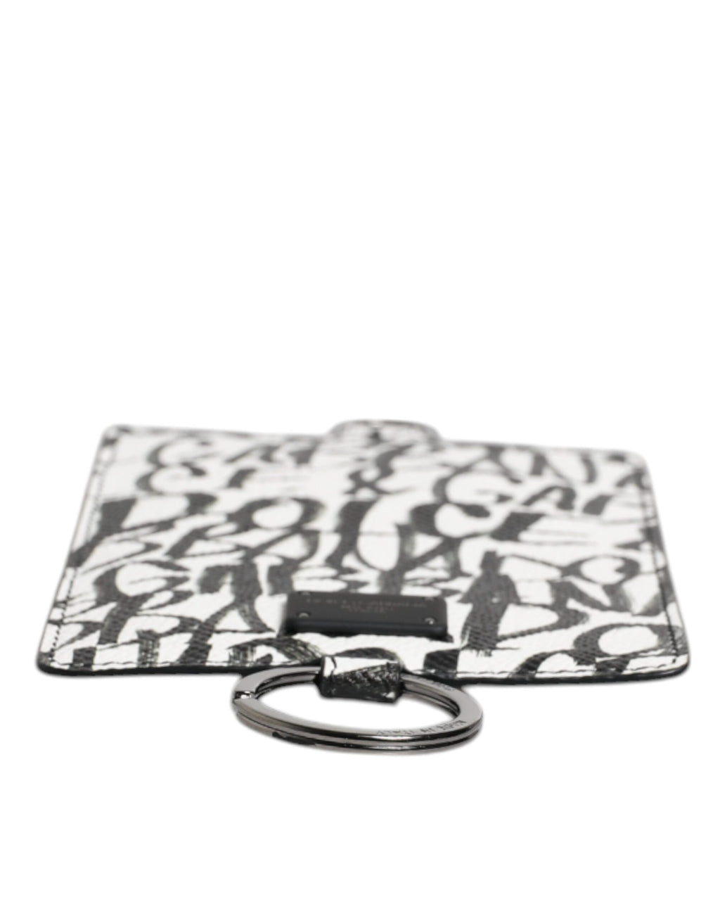 Dolce &amp; Gabbana – Kartenetui aus weißem Leder mit Lanyard und Logo-Print