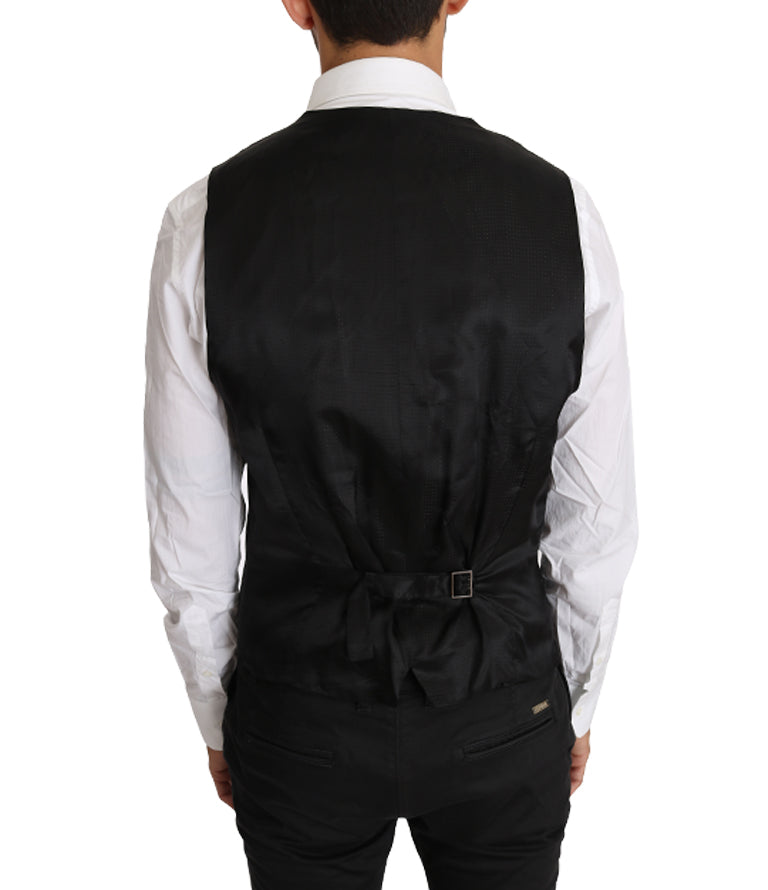 Dolce &amp; Gabbana Elegante Slim Fit Weste aus grauer Wolle