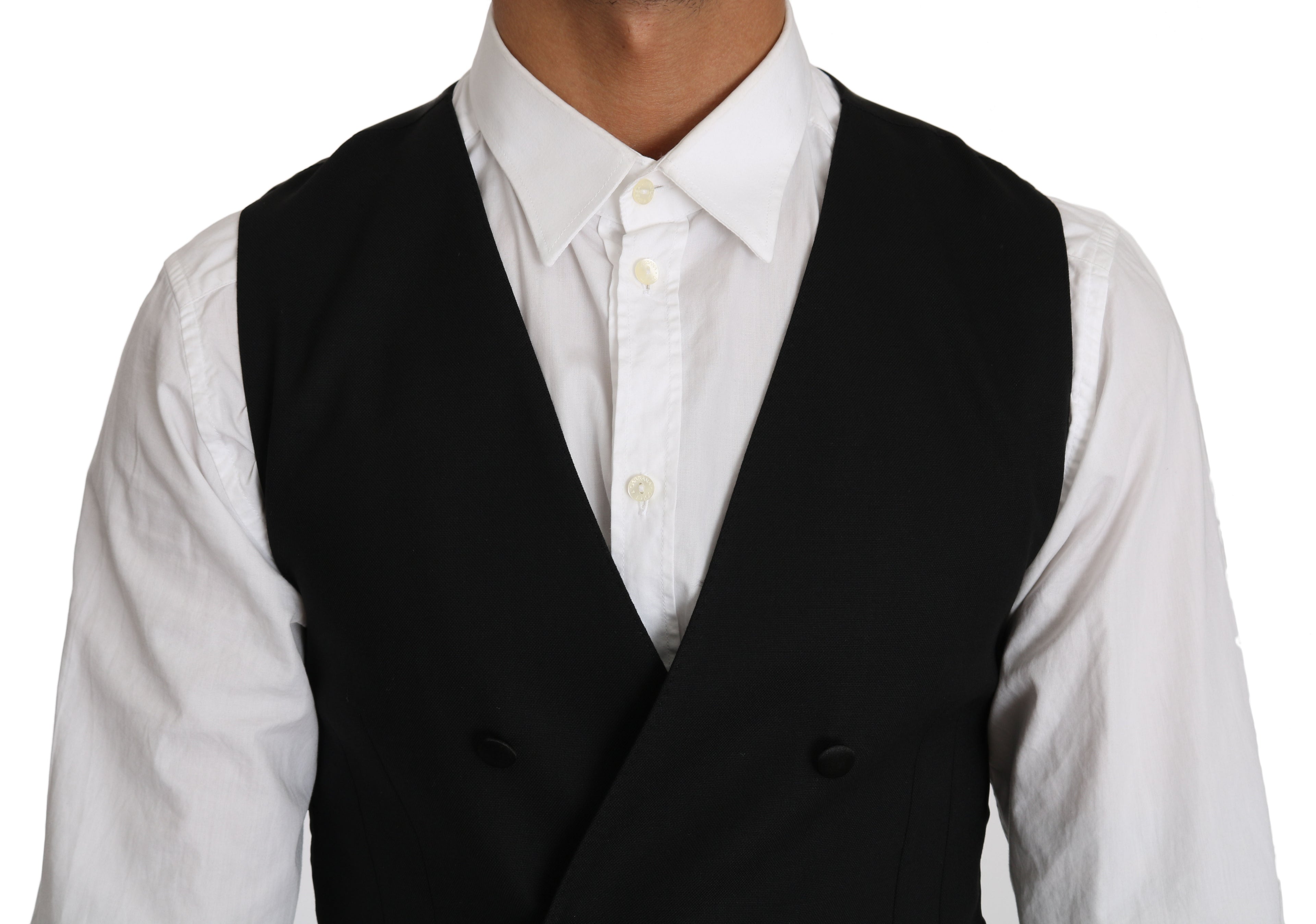 Dolce &amp; Gabbana – Elegante, zweireihige Weste aus schmaler Wolle