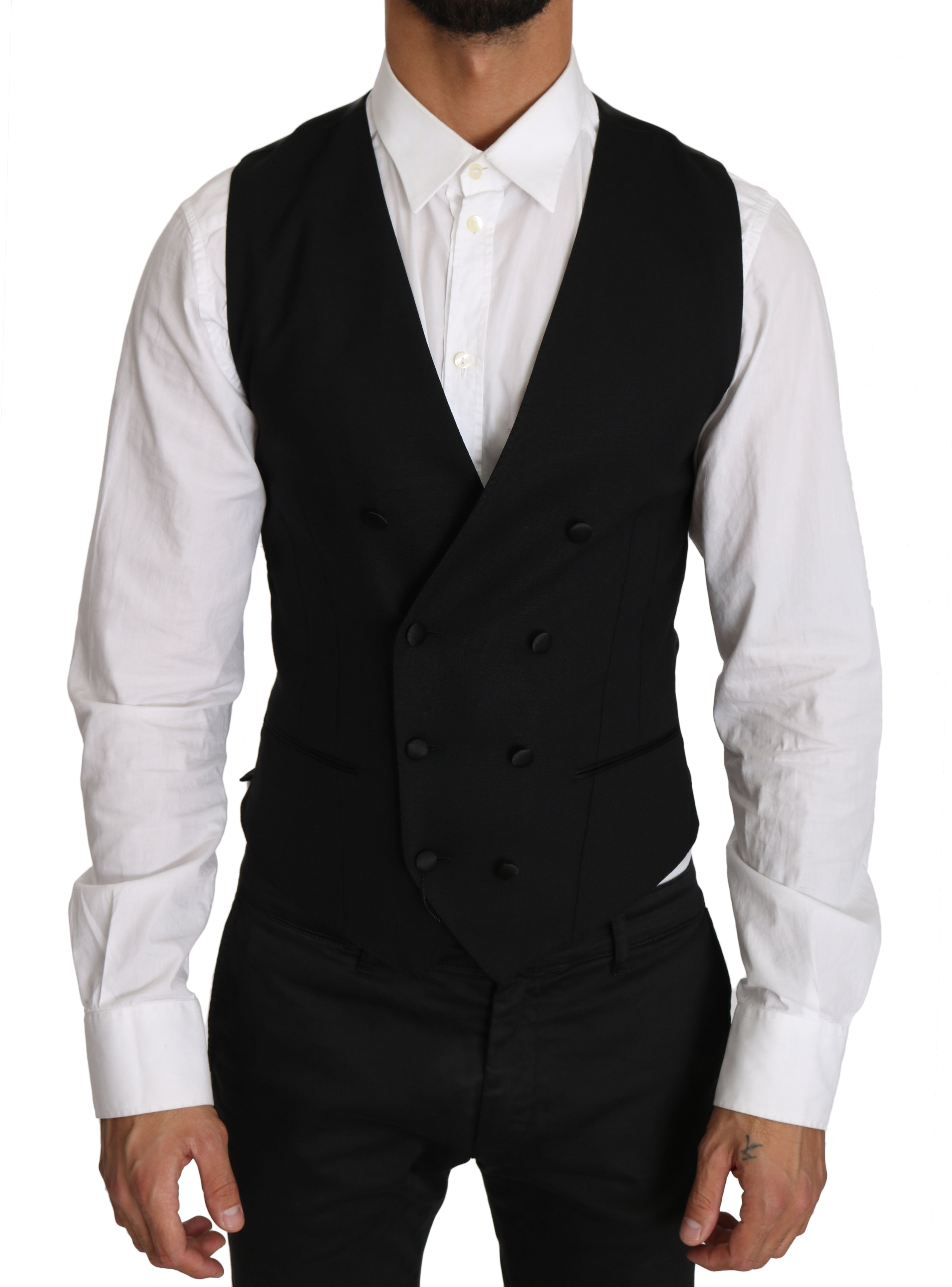 Dolce &amp; Gabbana – Elegante, zweireihige Weste aus schmaler Wolle
