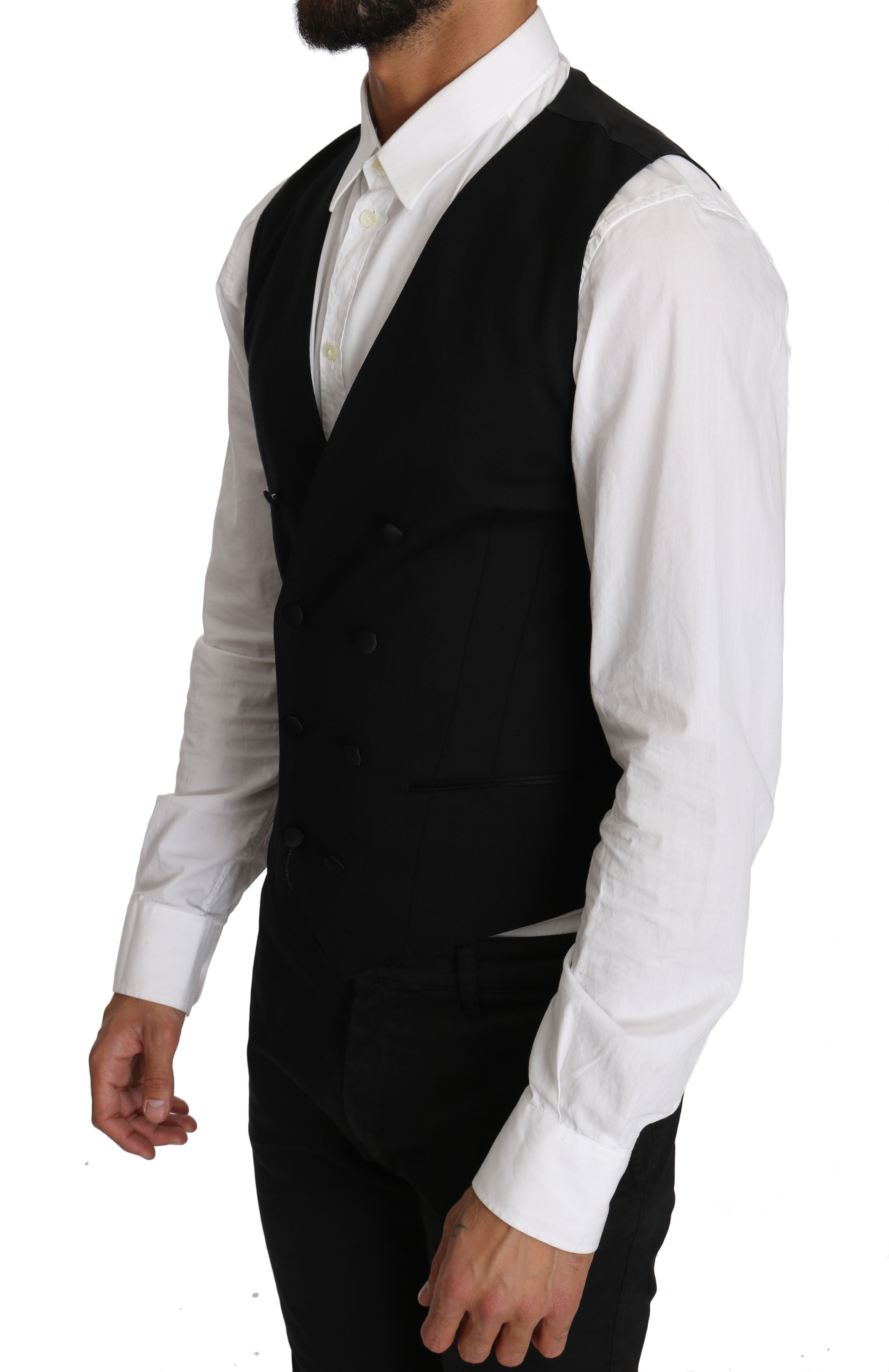 Dolce &amp; Gabbana – Elegante, zweireihige Weste aus schmaler Wolle