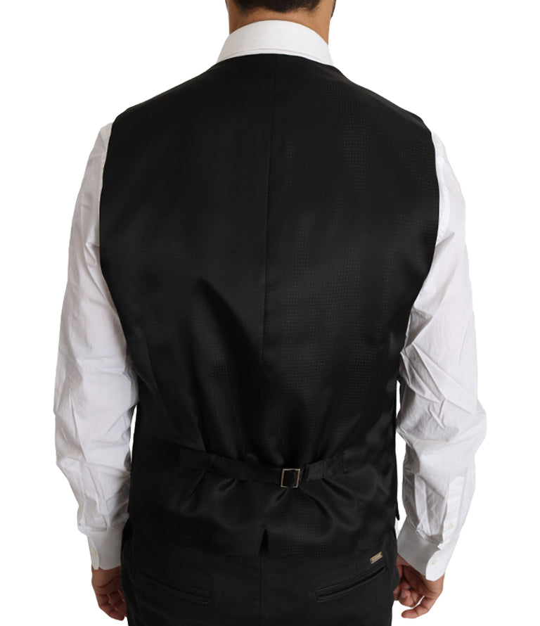 Dolce &amp; Gabbana Elegante graue Slim-Fit Weste aus Wolle und Seide