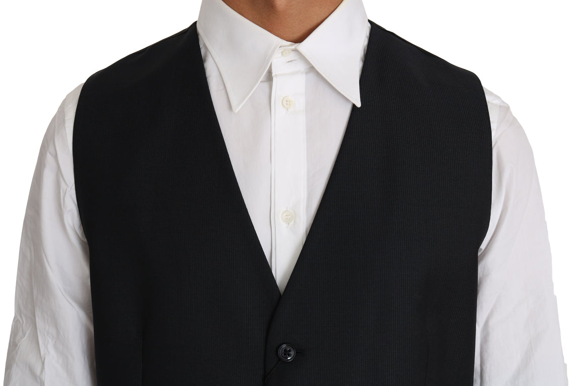 Dolce &amp; Gabbana Elegante graue Slim-Fit Weste aus Wolle und Seide