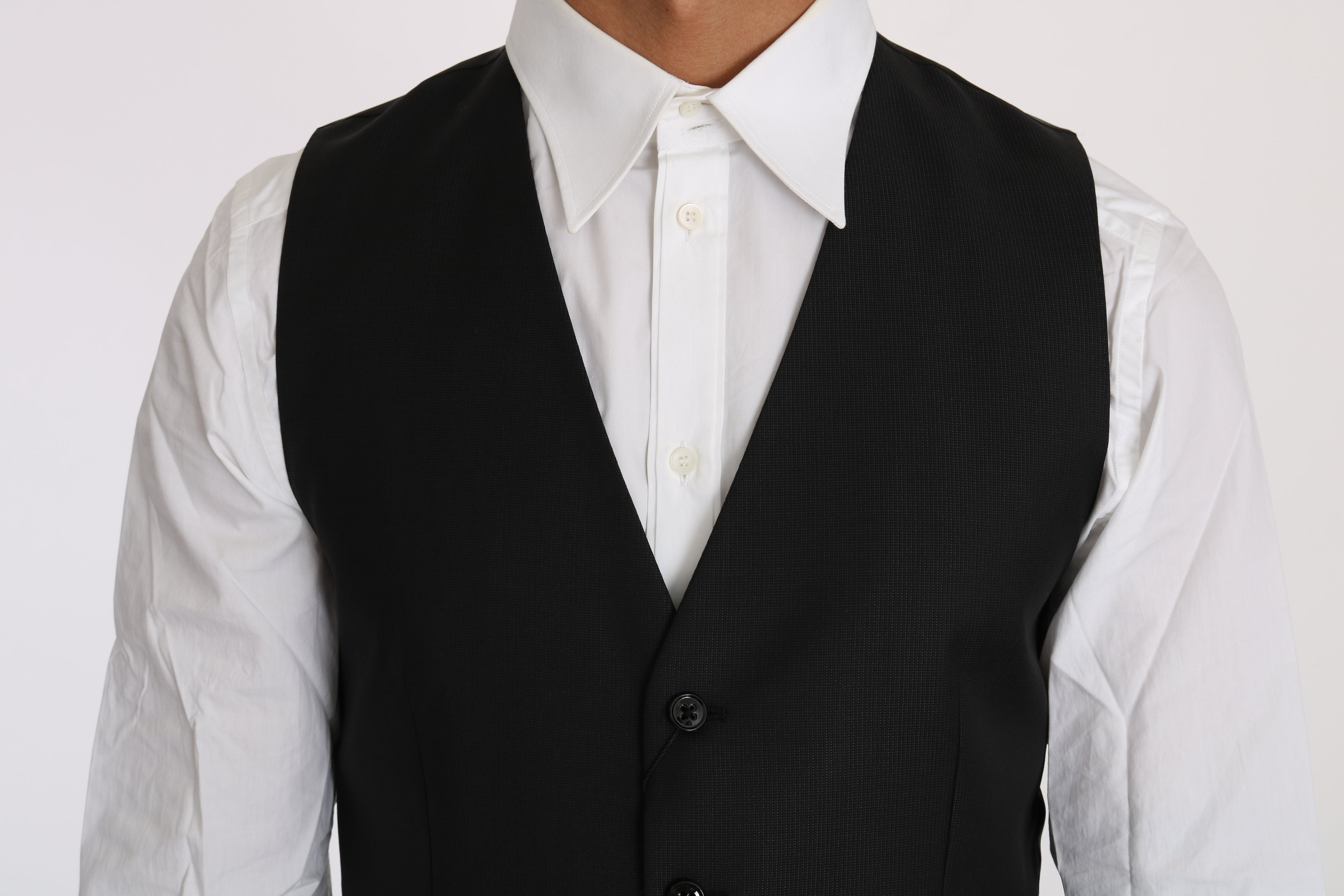 Dolce &amp; Gabbana – Elegante Weste aus schwarzer Wolle und Seide