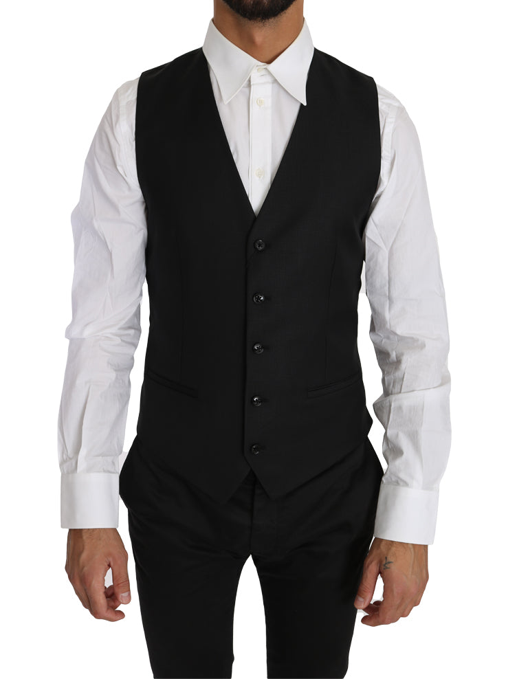 Dolce &amp; Gabbana – Elegante Weste aus schwarzer Wolle und Seide