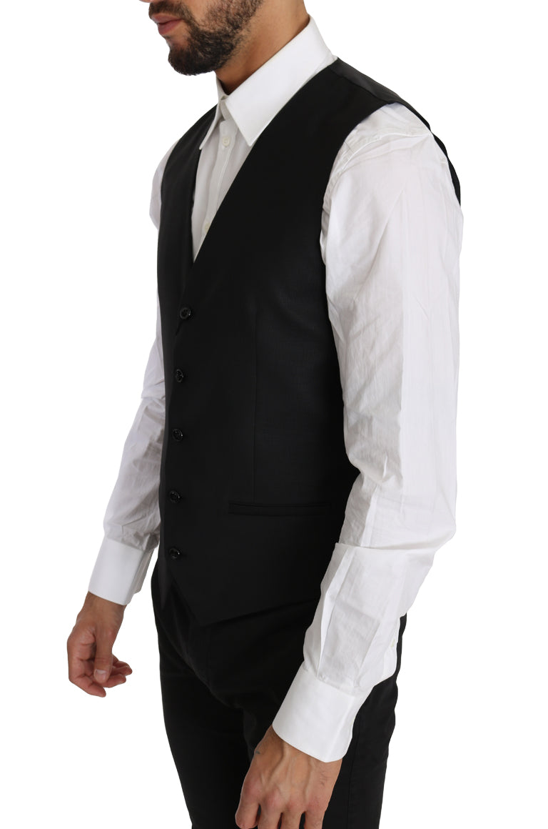 Dolce &amp; Gabbana – Elegante Weste aus schwarzer Wolle und Seide