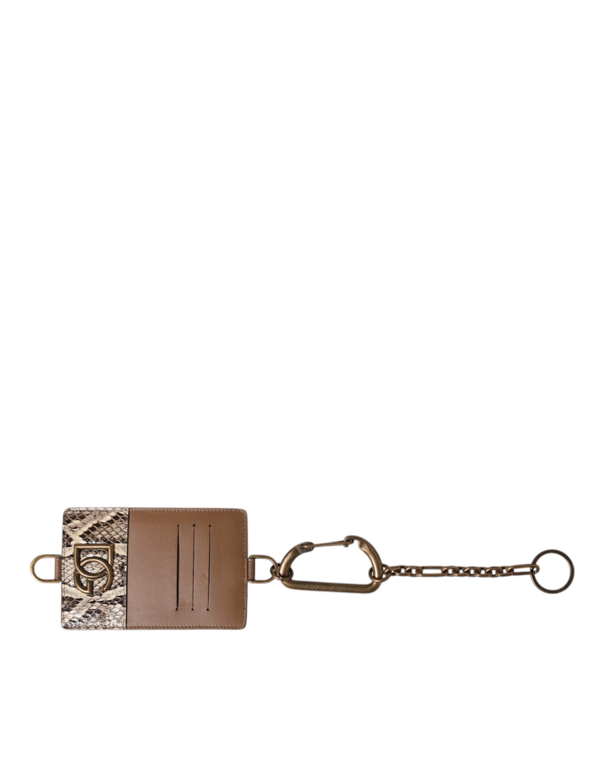 Dolce &amp; Gabbana – Kartenetui aus exotischem Leder mit DG-Logo-Plakette in Braun
