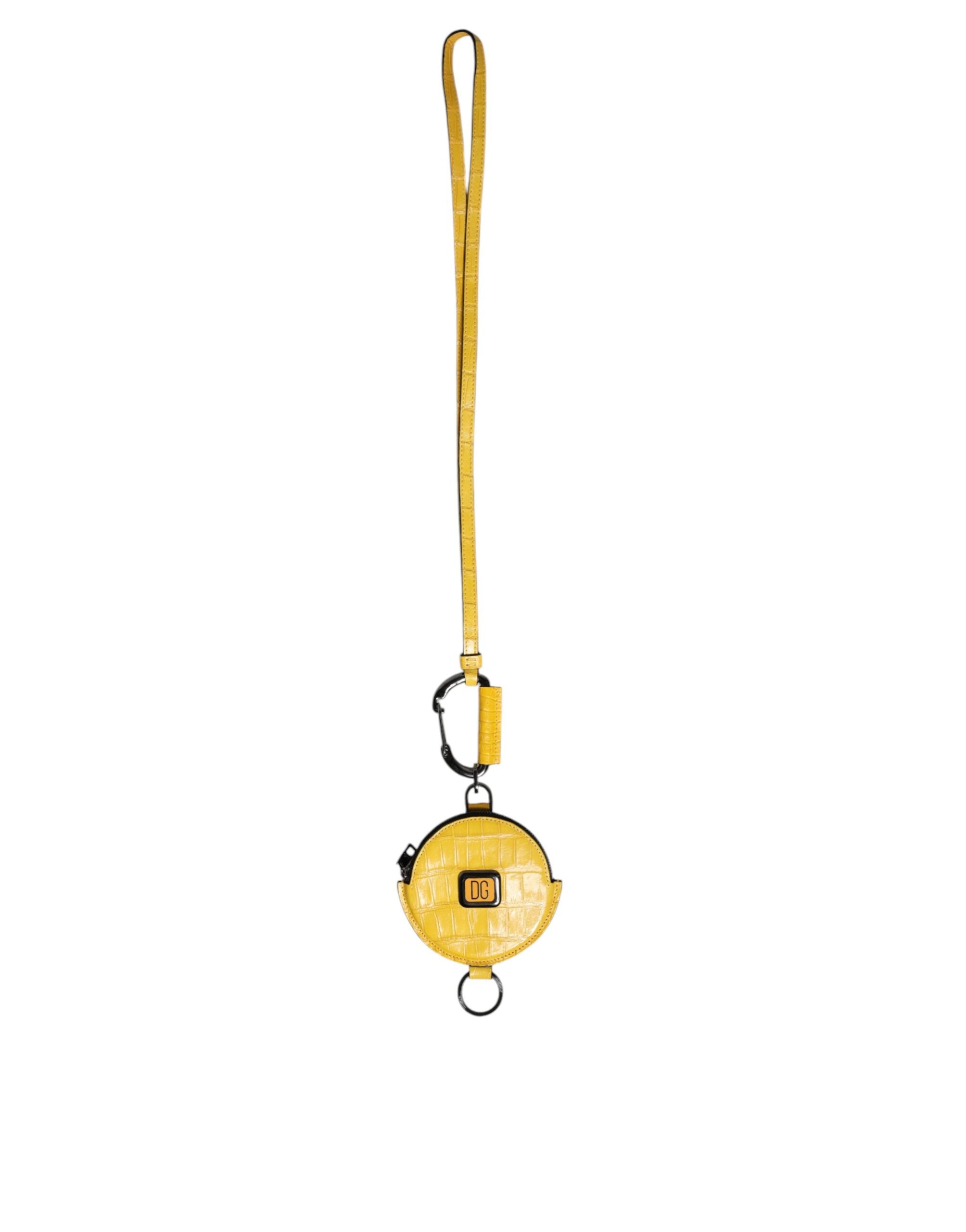 Dolce &amp; Gabbana, rundes Portemonnaie aus Leder mit DG-Logo, Gelb