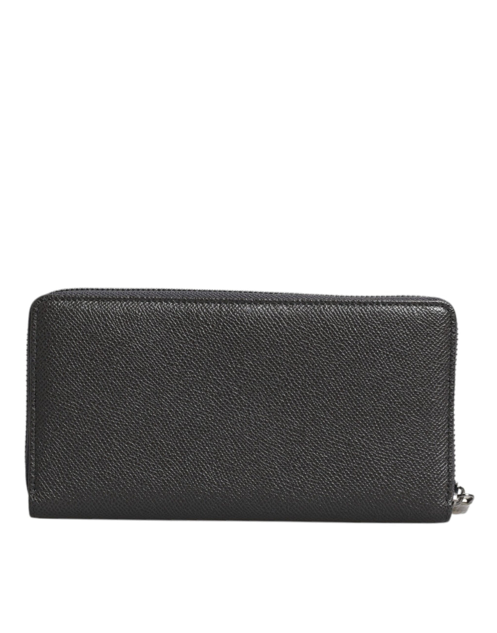 Dolce &amp; Gabbana Dunkelgraue Continental-Geldbörse aus Leder mit DG-Logo und Rundum-Reißverschluss