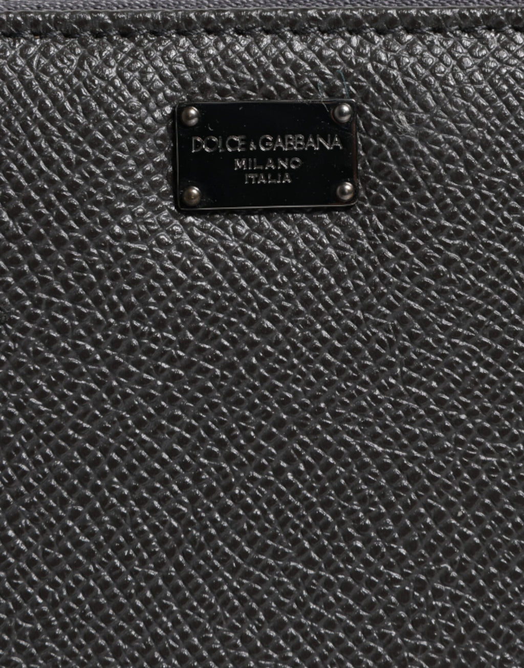 Dolce &amp; Gabbana Dunkelgraue Continental-Geldbörse aus Leder mit DG-Logo und Rundum-Reißverschluss