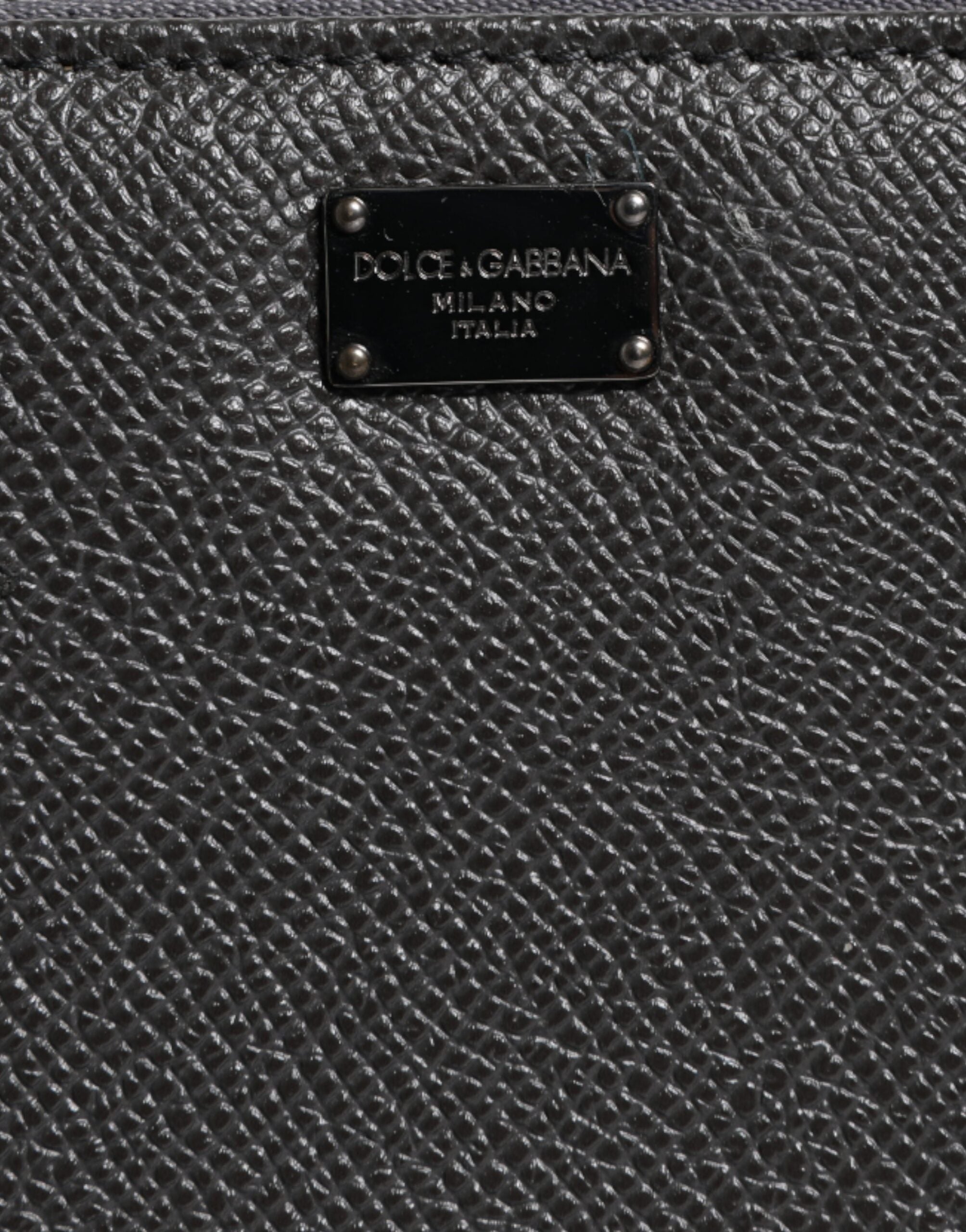 Dolce &amp; Gabbana Dunkelgraue Continental-Geldbörse aus Leder mit DG-Logo und Rundum-Reißverschluss