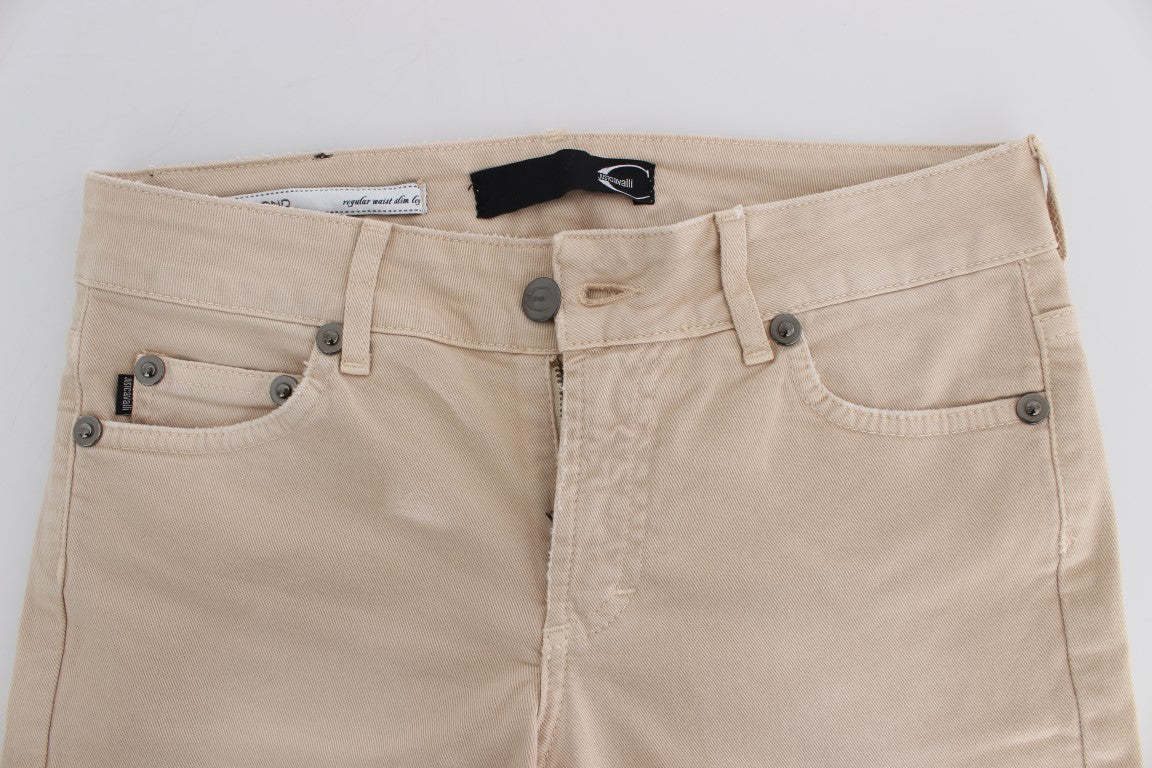 Cavalli Beige Slim Fit Jeans aus Baumwollstretch