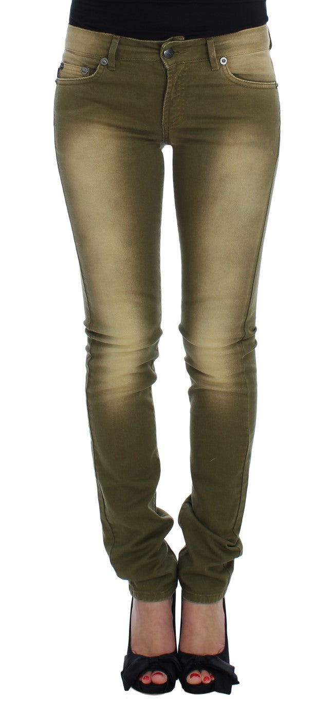 Cavalli – Grüne Slim Fit-Jeans aus Baumwollstretch