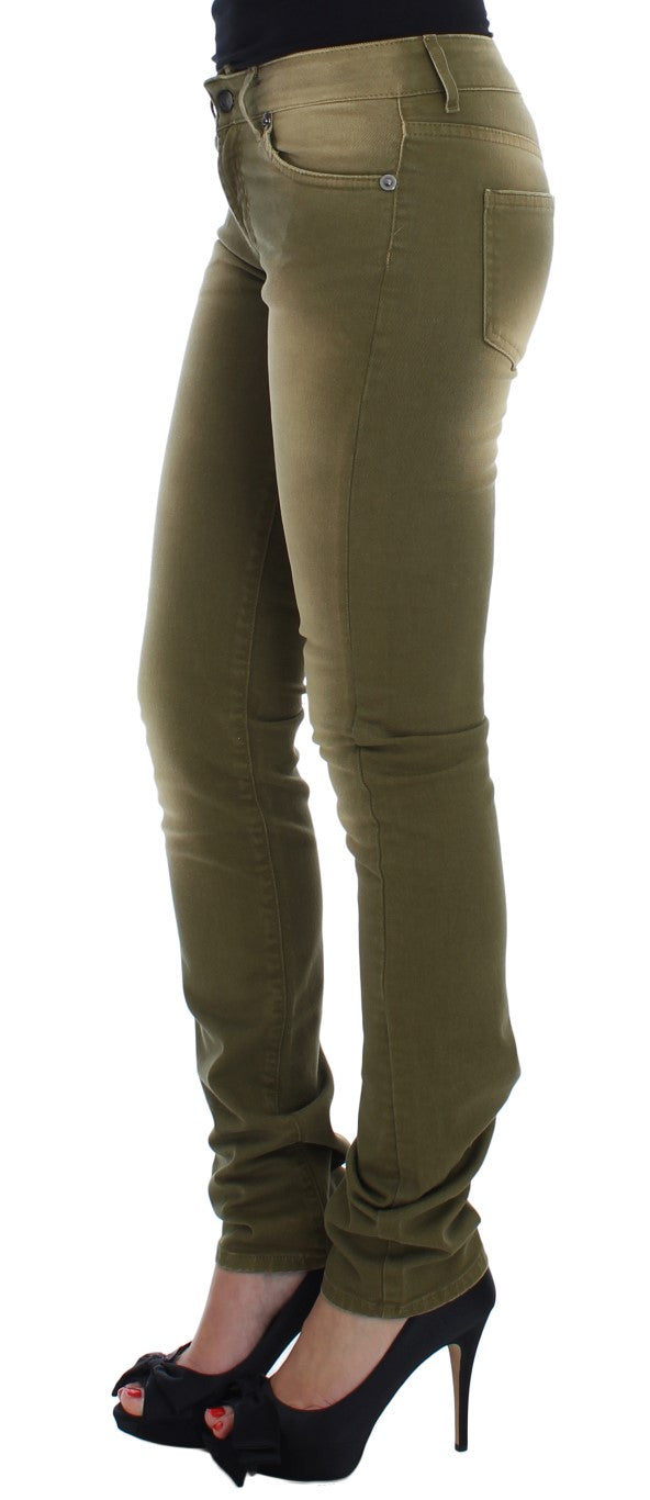 Cavalli – Grüne Slim Fit-Jeans aus Baumwollstretch