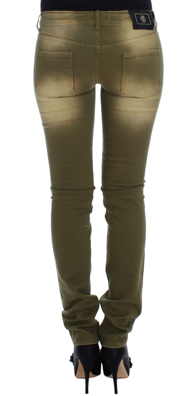 Cavalli – Grüne Slim Fit-Jeans aus Baumwollstretch