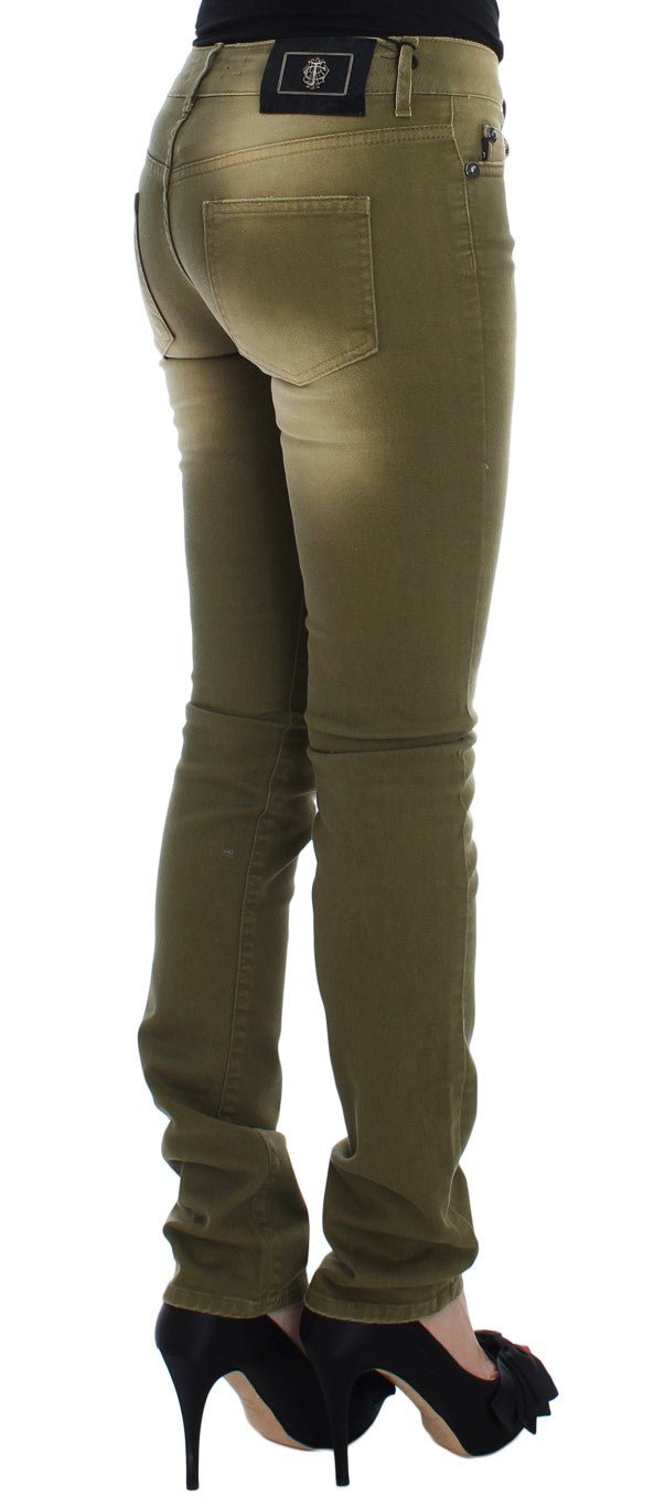 Cavalli – Grüne Slim Fit-Jeans aus Baumwollstretch
