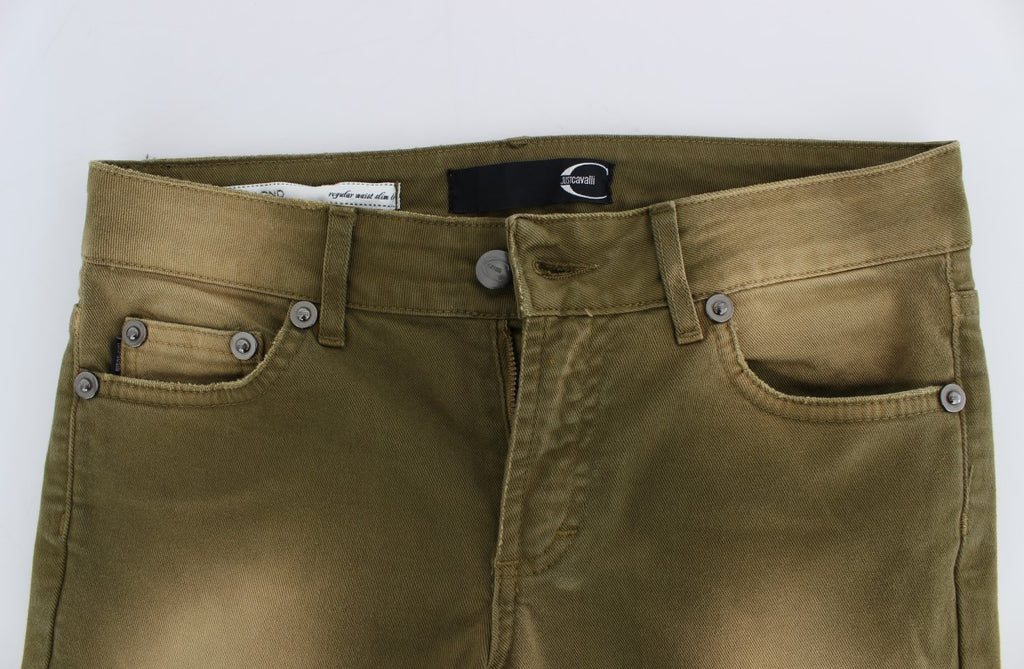 Cavalli – Grüne Slim Fit-Jeans aus Baumwollstretch