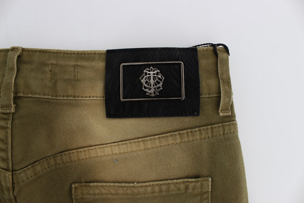 Cavalli – Grüne Slim Fit-Jeans aus Baumwollstretch