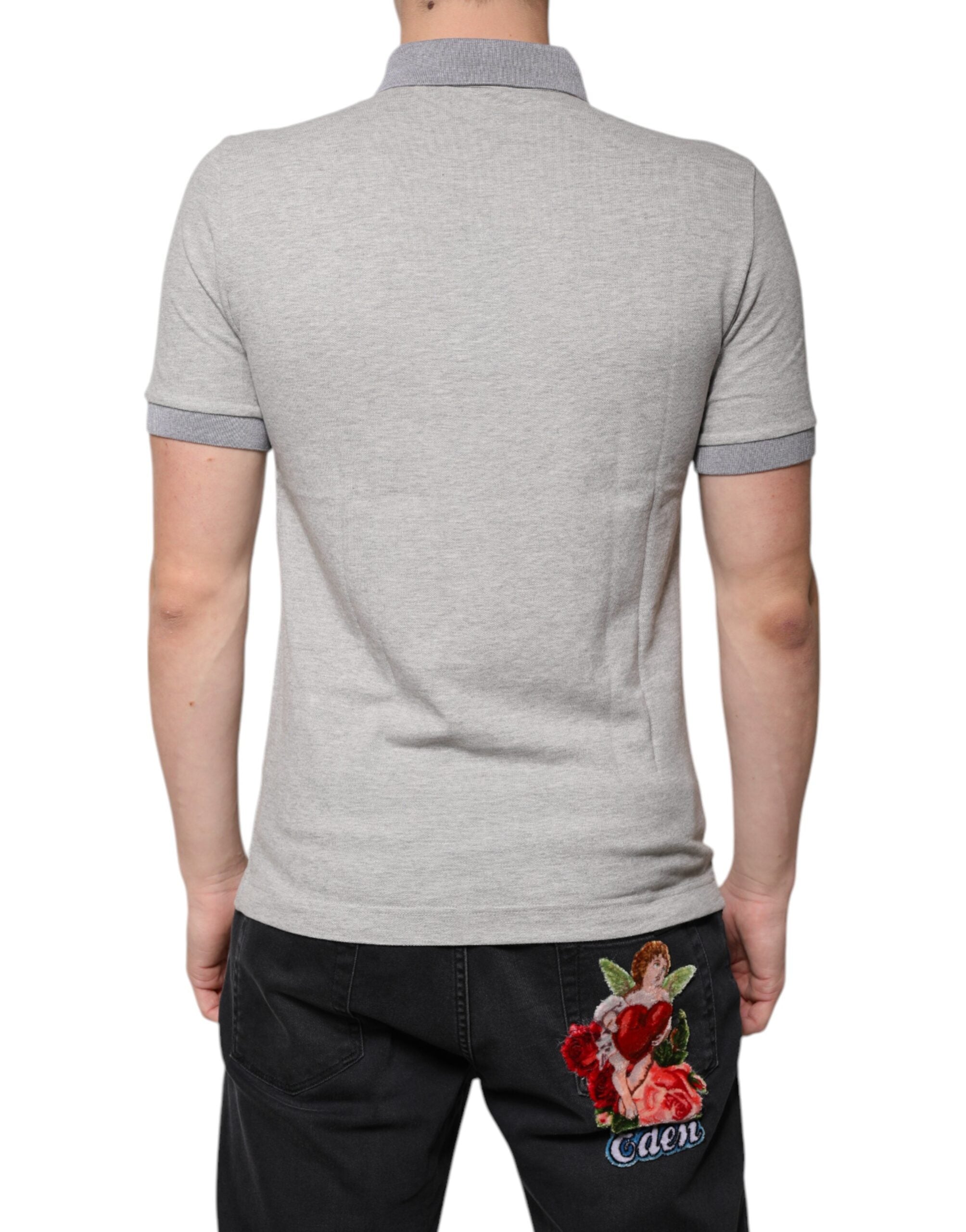 Dolce &amp; Gabbana – Graues Poloshirt mit kurzen Ärmeln und Kragen für Herren