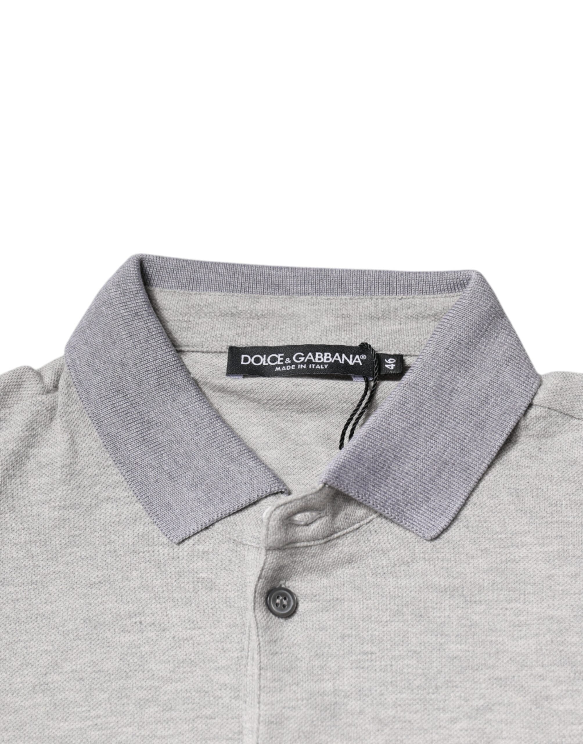 Dolce &amp; Gabbana – Graues Poloshirt mit kurzen Ärmeln und Kragen für Herren