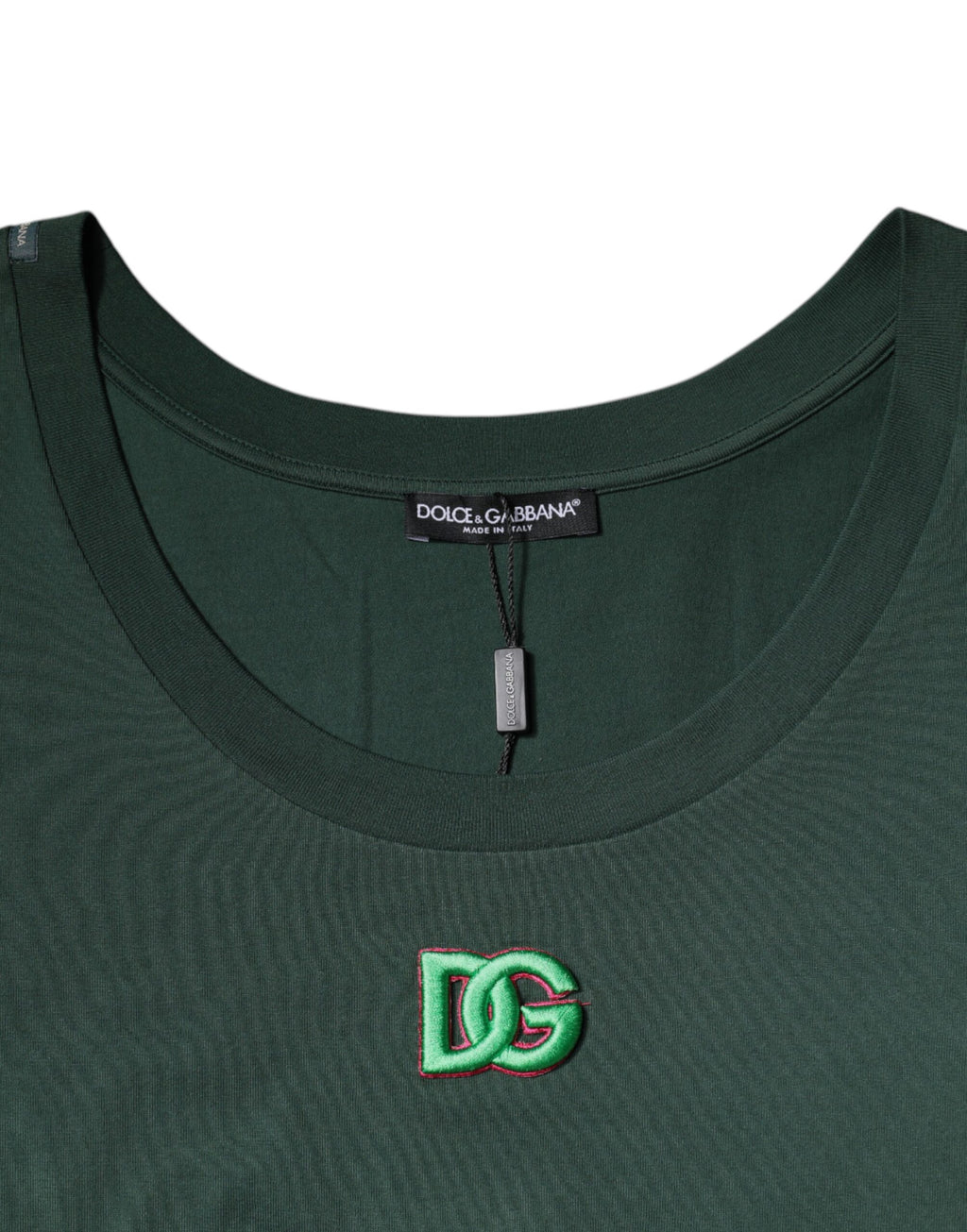 Dolce &amp; Gabbana Grünes ärmelloses Tank-T-Shirt mit Rundhalsausschnitt in DG