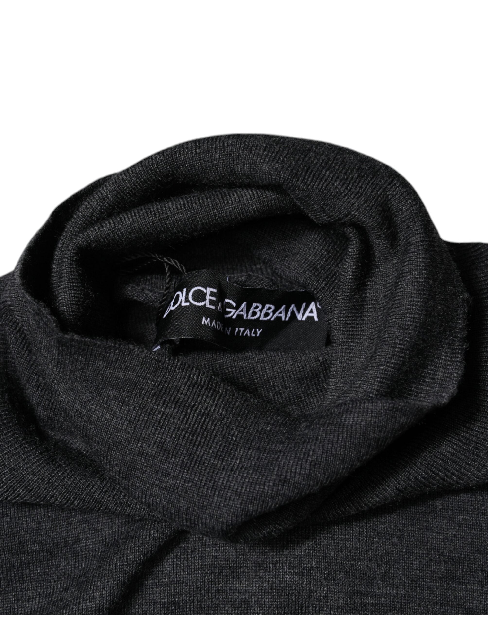 Dolce &amp; Gabbana Grauer Rollkragenpullover aus Wollstrick
