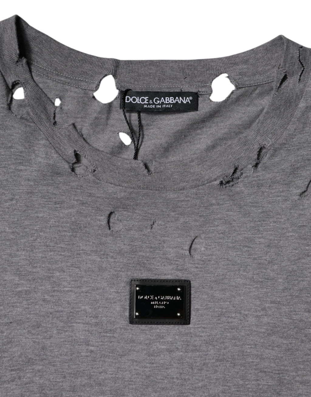 Dolce &amp; Gabbana – Graues T-Shirt mit Rundhalsausschnitt und kurzen Ärmeln