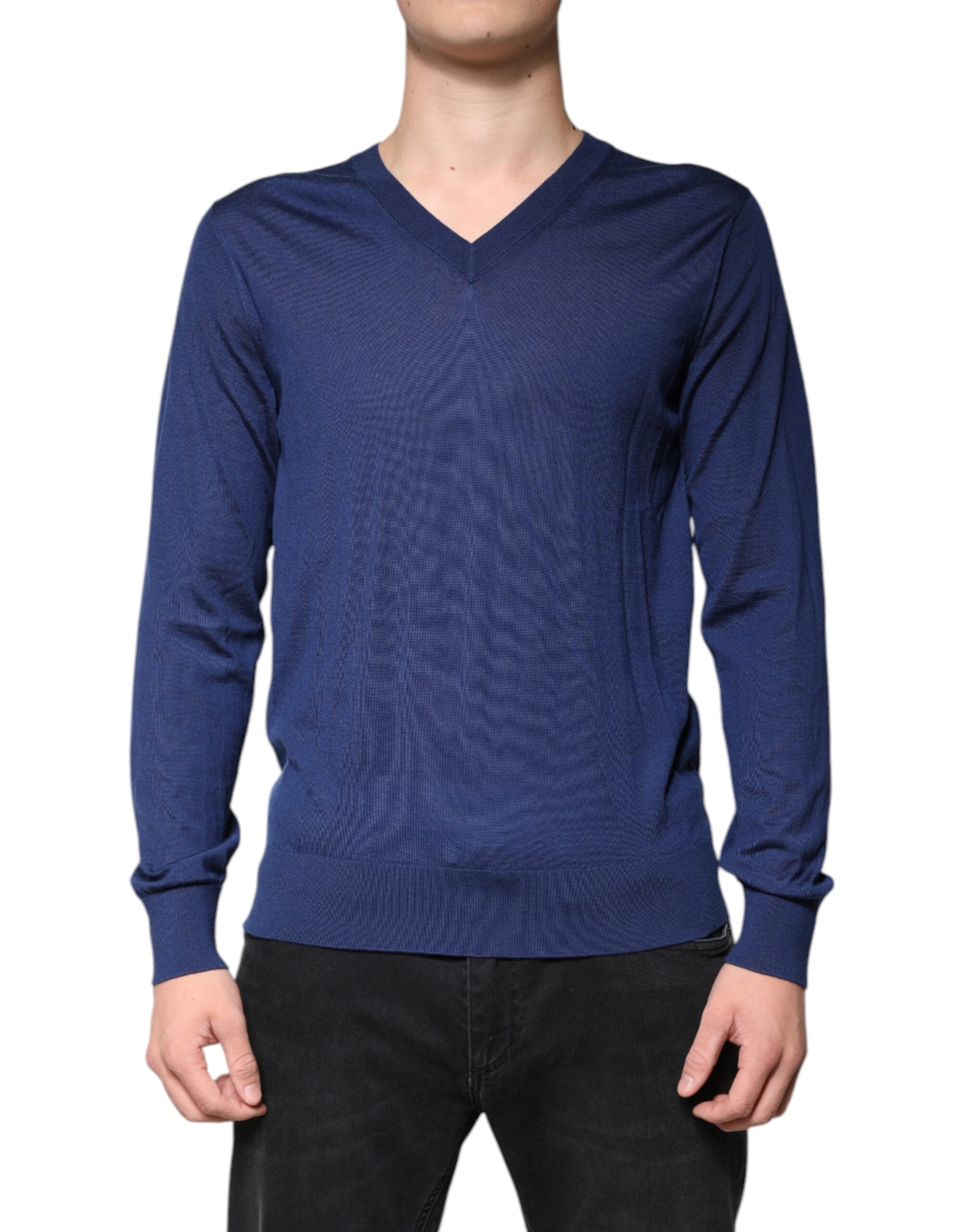 Dolce &amp; Gabbana – Pullover aus Kaschmir mit V-Ausschnitt in Marineblau