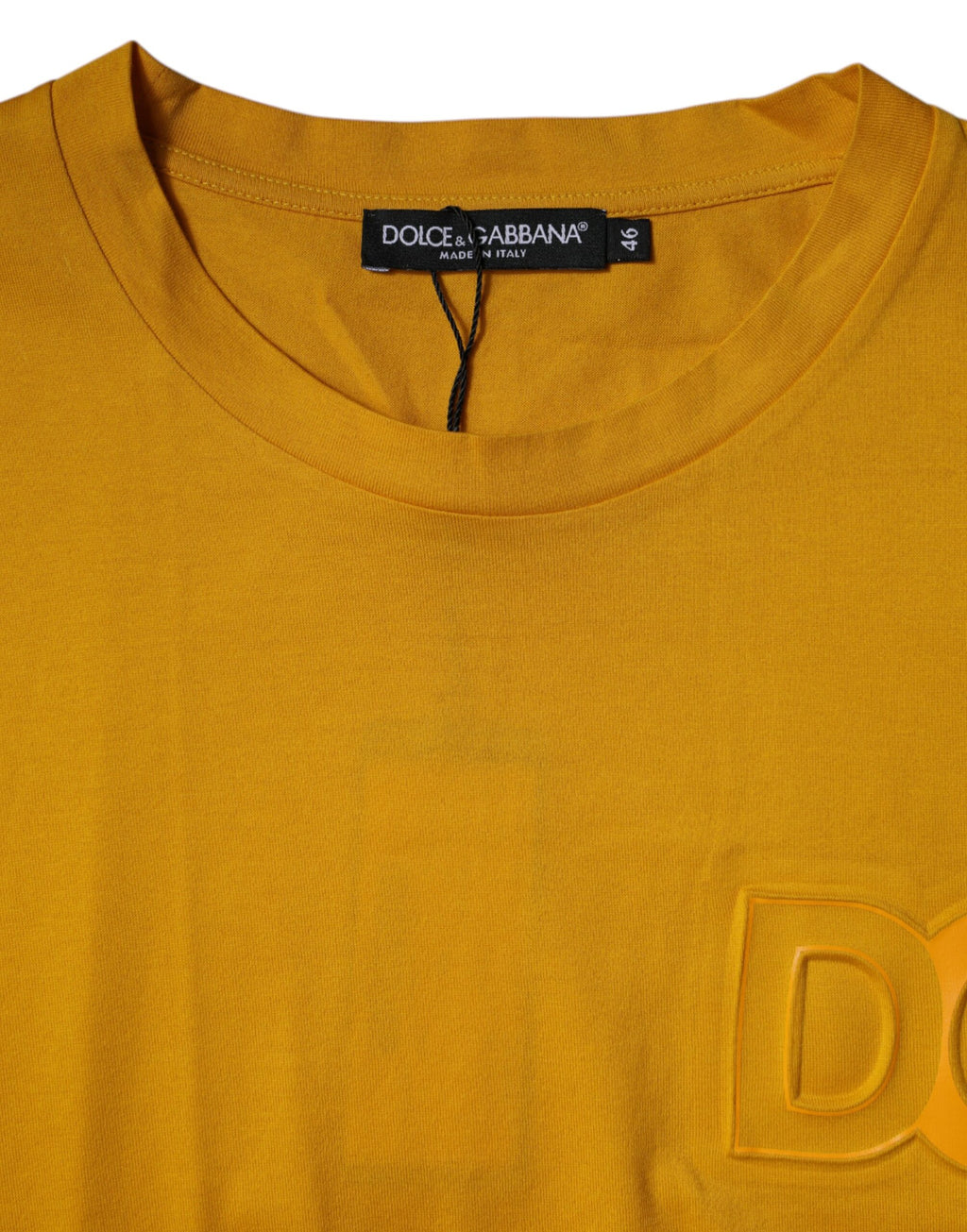 Dolce &amp; Gabbana – Dunkelgelbes T-Shirt mit Rundhalsausschnitt und kurzen Ärmeln