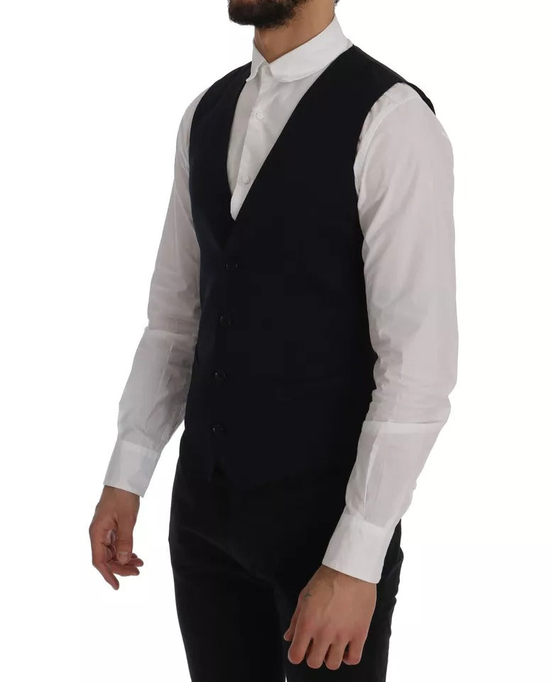 Dolce &amp; Gabbana Blaue Weste Wollstretch STAFF Weste