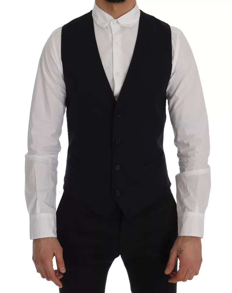 Dolce &amp; Gabbana Blaue Weste Wollstretch STAFF Weste