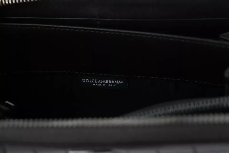Dolce &amp; Gabbana – Continental Clutch aus exotischem Leder mit Rundum-Reißverschluss in Braun