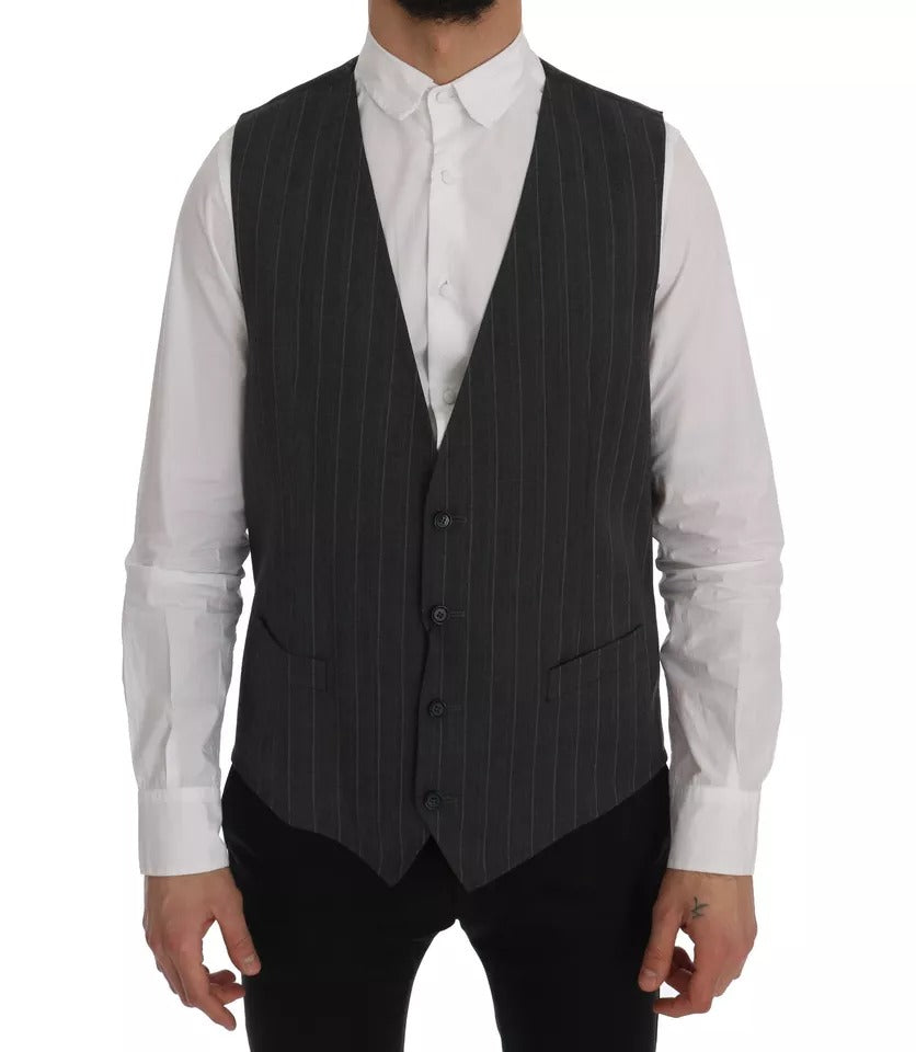 Dolce &amp; Gabbana Graue Weste aus Stretchwolle