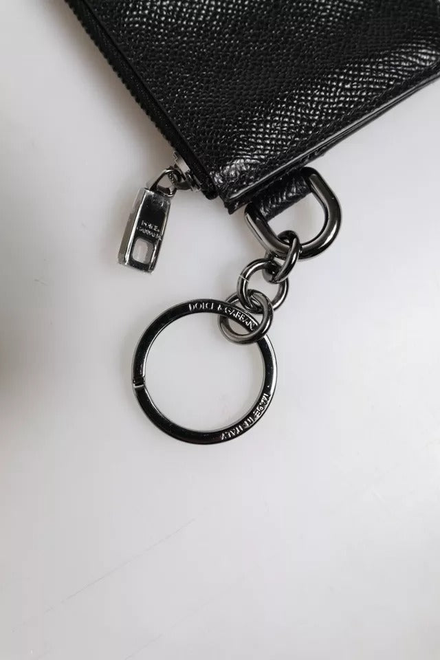 Dolce &amp; Gabbana – Kartenetui aus schwarzem Kalbsleder mit DG-Logo