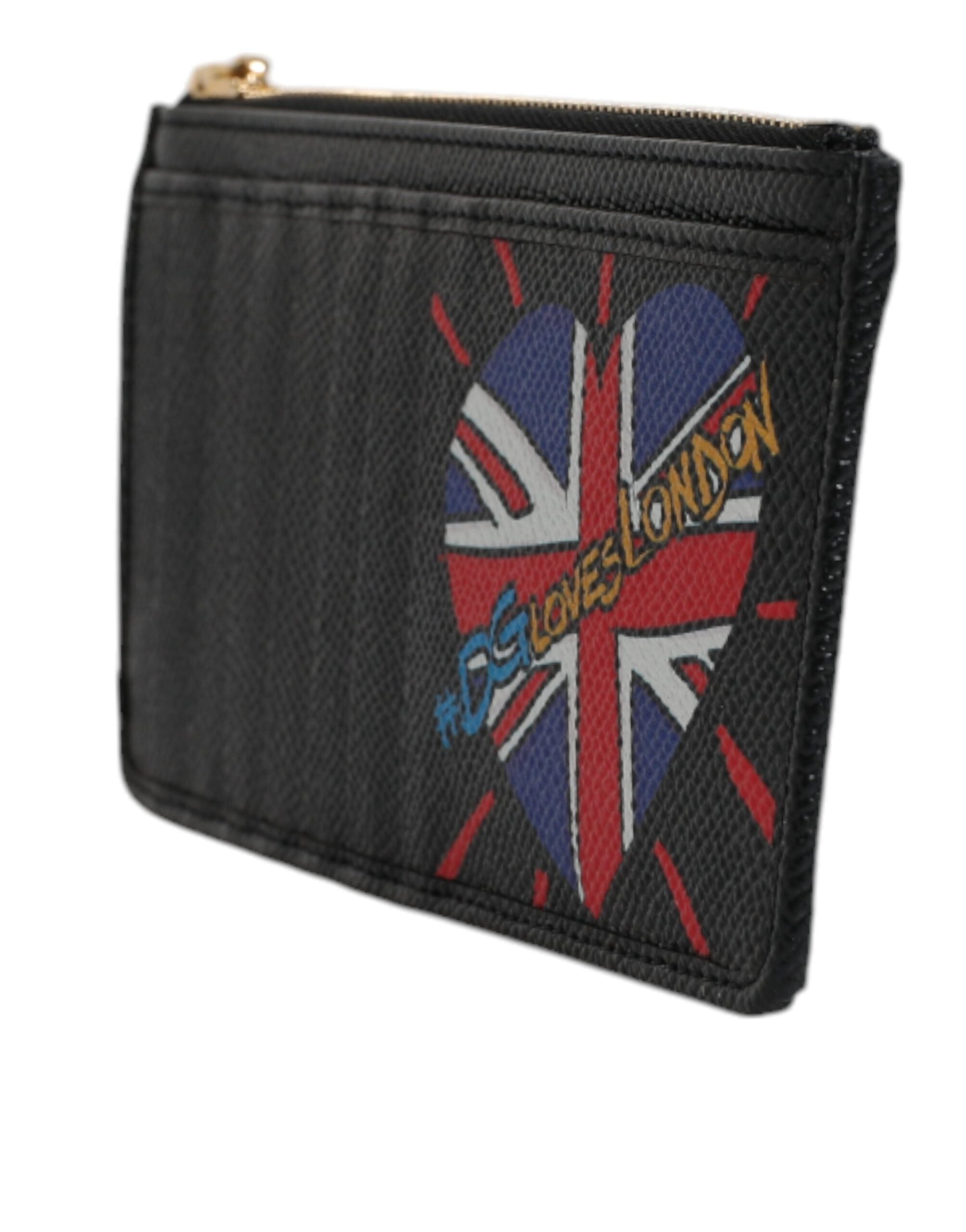 Dolce &amp; Gabbana Schwarzes Leder #DGLovesLondon Kartenetui Brieftasche
