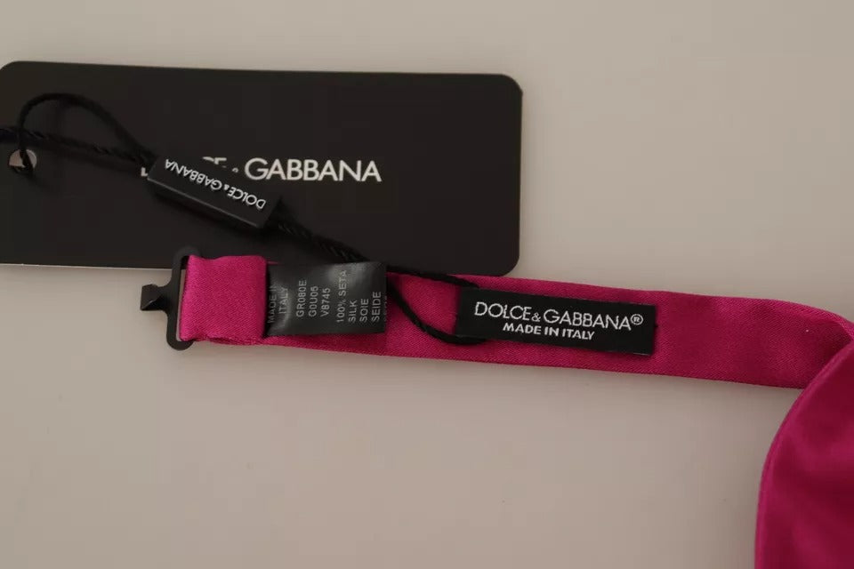 Dolce &amp; Gabbana Rosa 100% Seide Verstellbare Halsfliege Männer