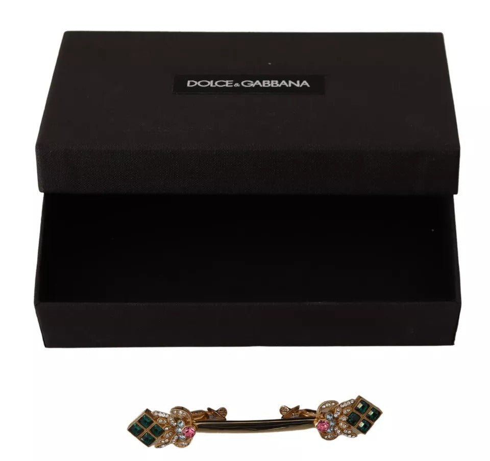 Dolce &amp; Gabbana – Kragenstopper-Brosche aus vergoldetem 925er Sterlingsilber mit Kristallen