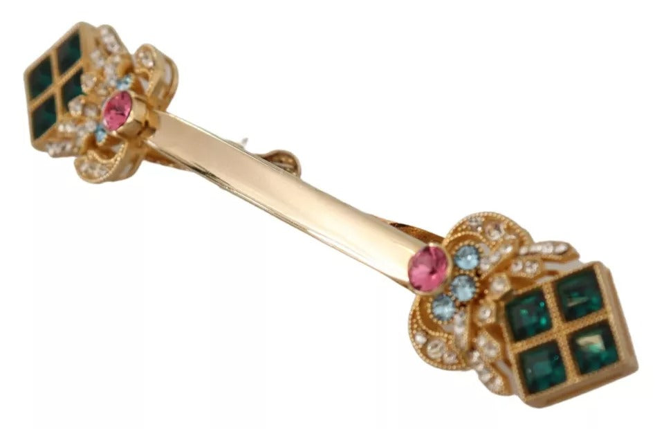 Dolce &amp; Gabbana – Kragenstopper-Brosche aus vergoldetem 925er Sterlingsilber mit Kristallen