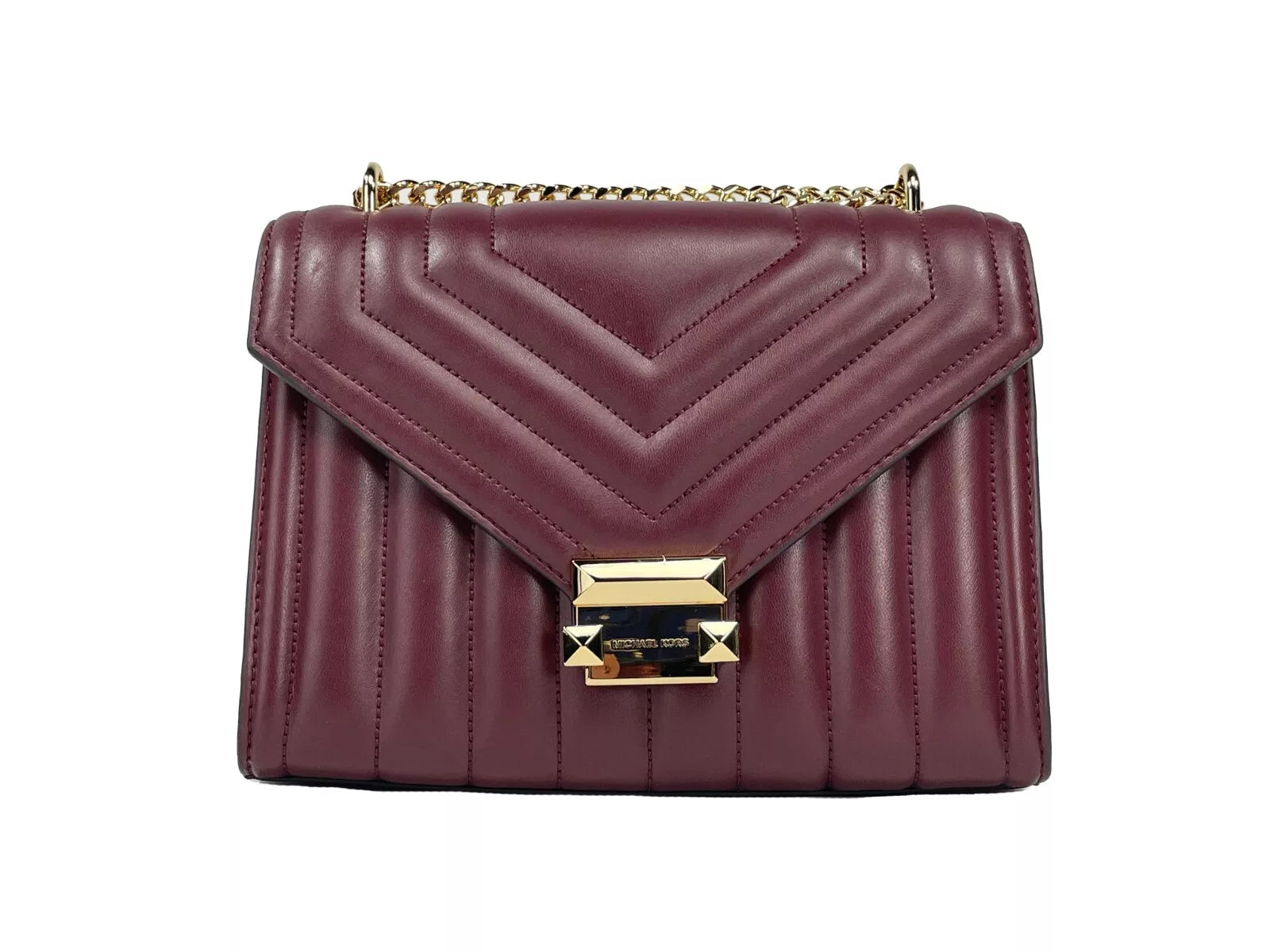 Michael Kors Whitney Crossbody-Tasche mit mittlerer Ketten-Schulterklappe in Ochsenblut