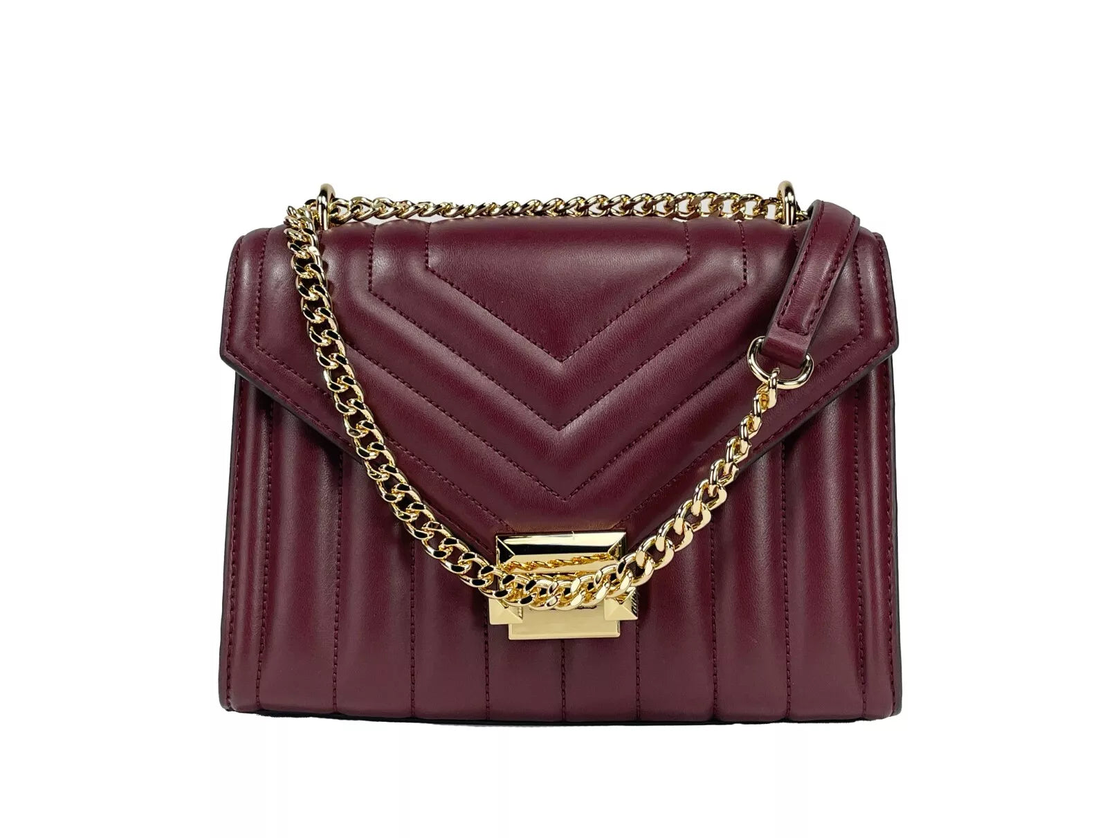 Michael Kors Whitney Crossbody-Tasche mit mittlerer Ketten-Schulterklappe in Ochsenblut