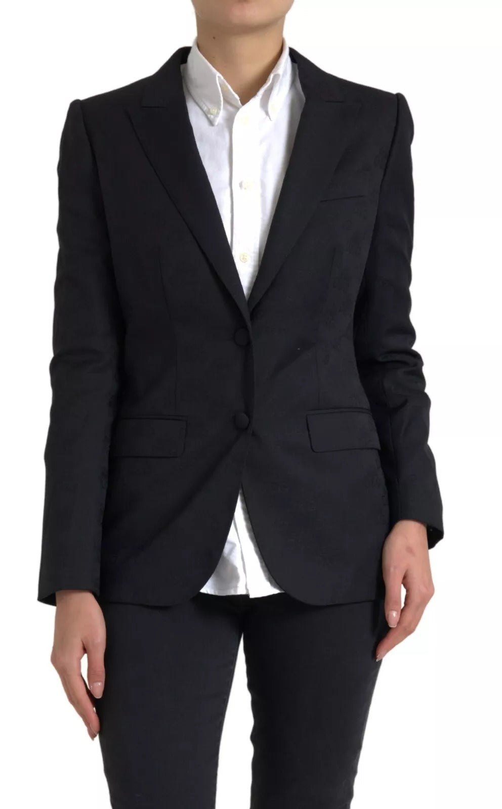 Dolce &amp; Gabbana Schwarzer Langarmmantel Blazerjacke