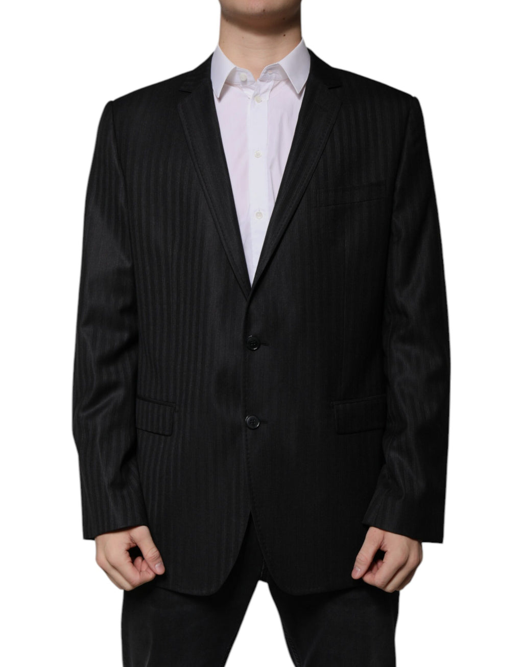 Dolce &amp; Gabbana – Einreihiger Blazer aus Wolle mit schwarzen Streifen